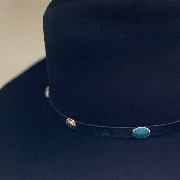 Brand New with Tags Authentic Vintage Western Cowboy Hat Black Wool 7" - Picture 3 of 8